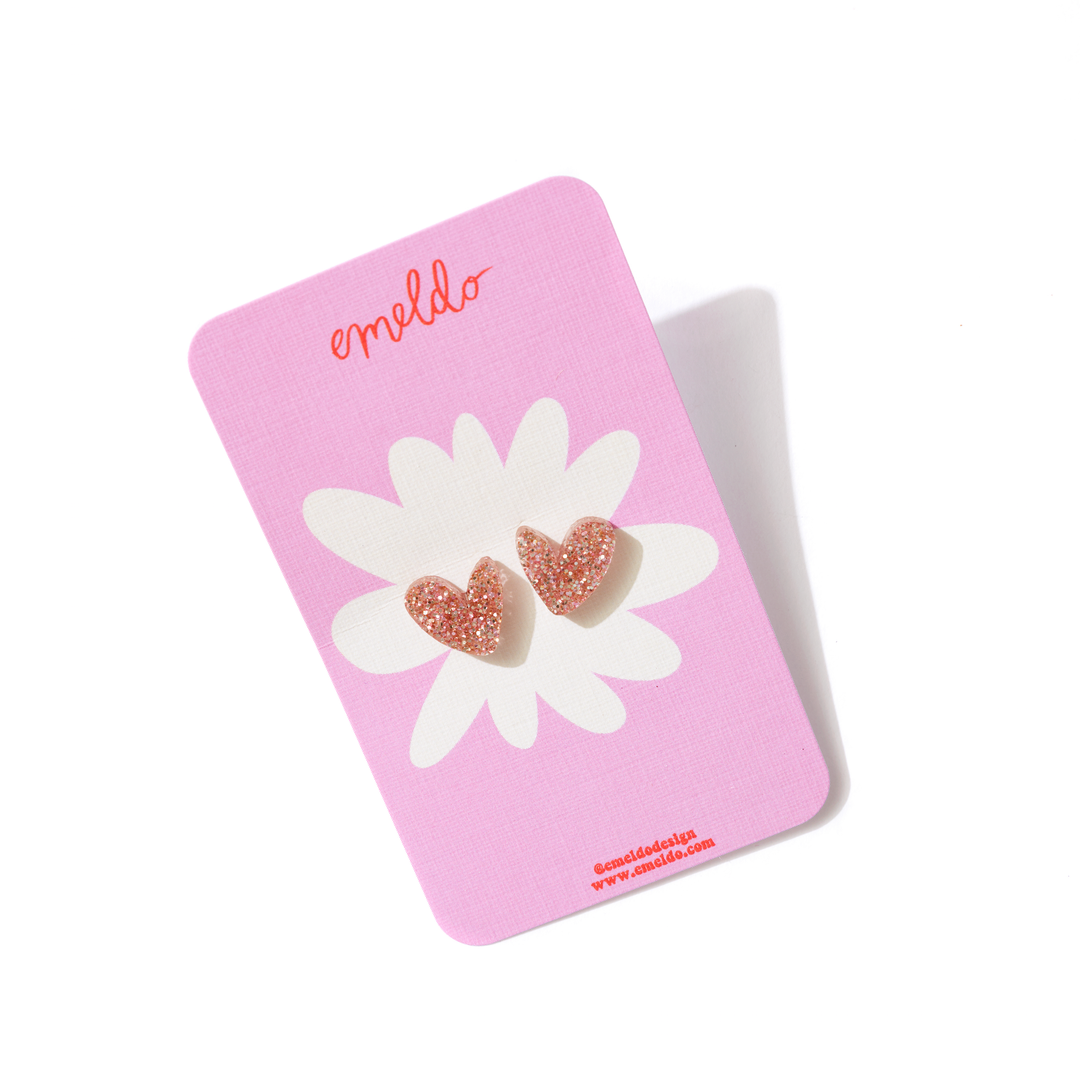 Heart Studs // Select Colour: Blue Glitter