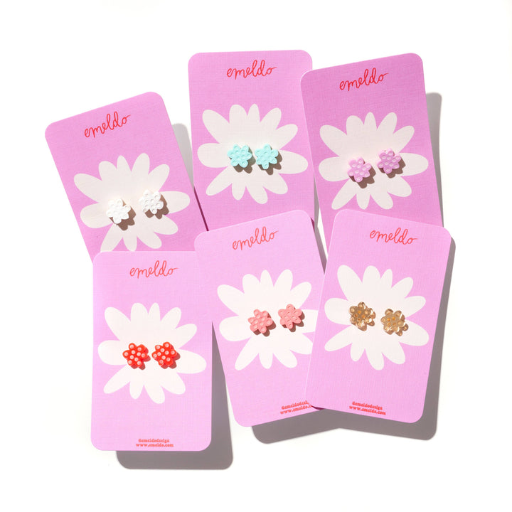 Flower Studs // select colour: Neon red