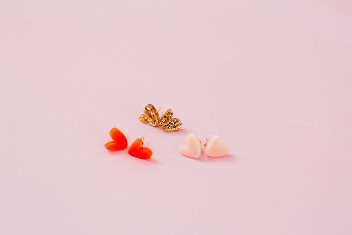 Heart Studs // Select Colour: Blue Glitter