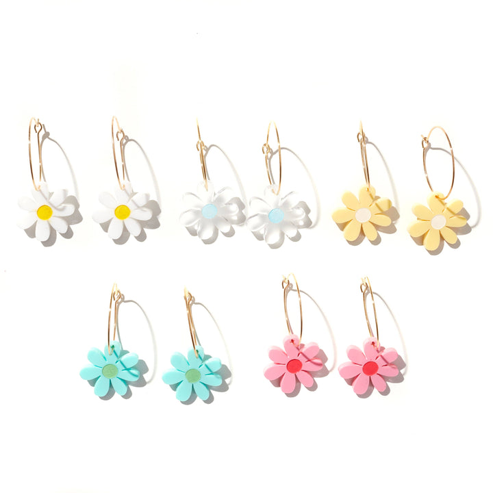 Mini Daisies // select colour: Pink with red / Gold Hoop