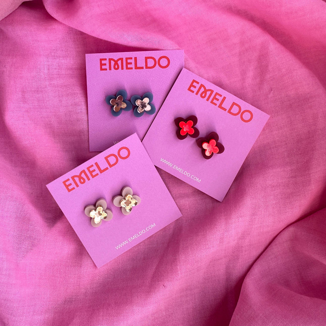 Solia Studs // Select Colour: Maroon with Neon Red