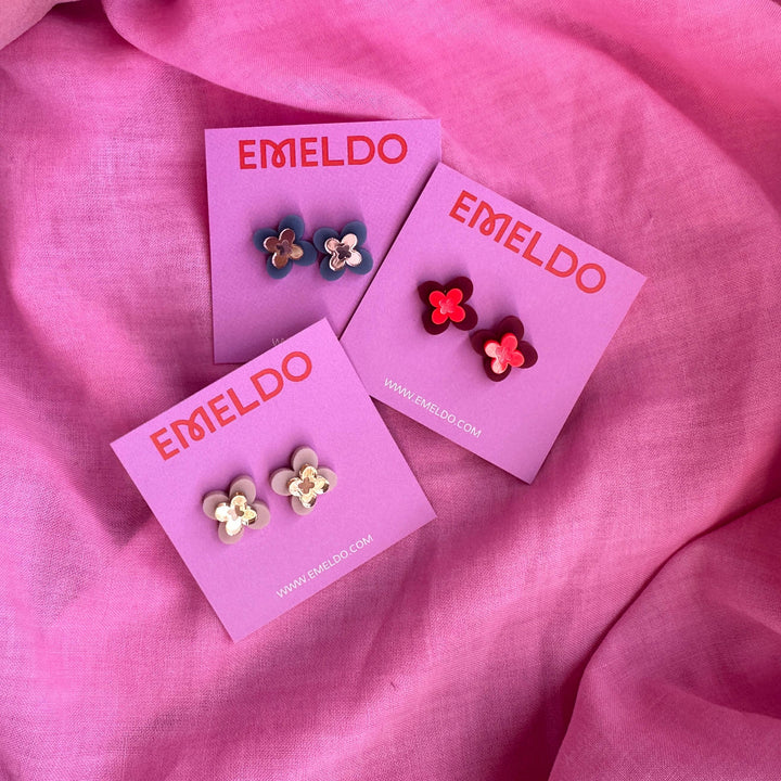 Solia Studs // Select Colour: Bluestone with Rose Mirror