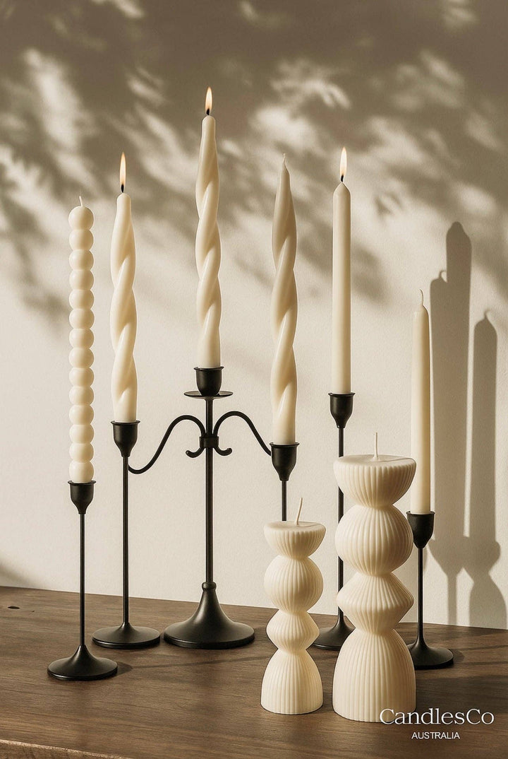 Simple Taper Candle: Olive / Unscented / 25.5cm