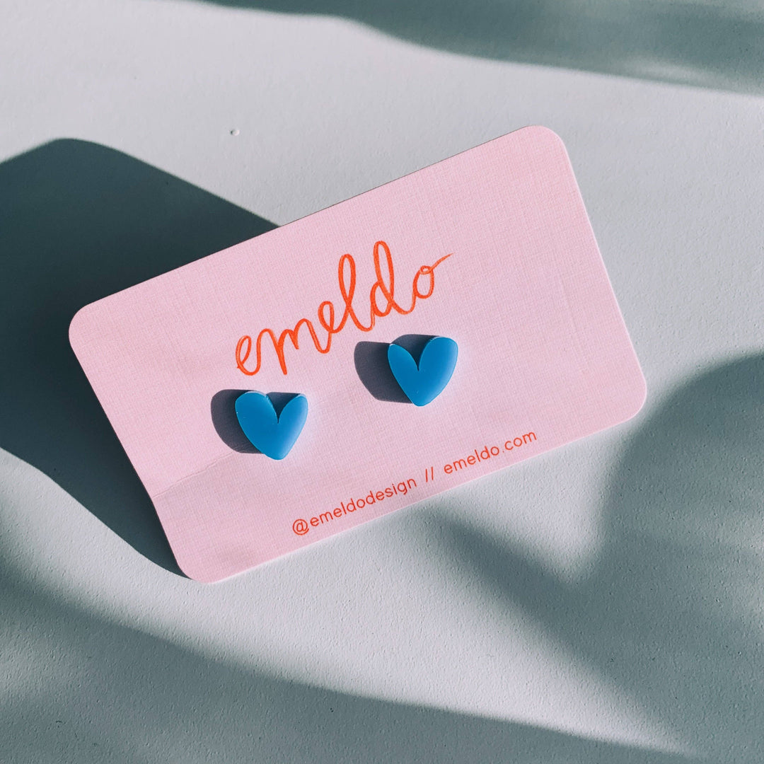 Heart Studs // Select Colour: Blue Glitter