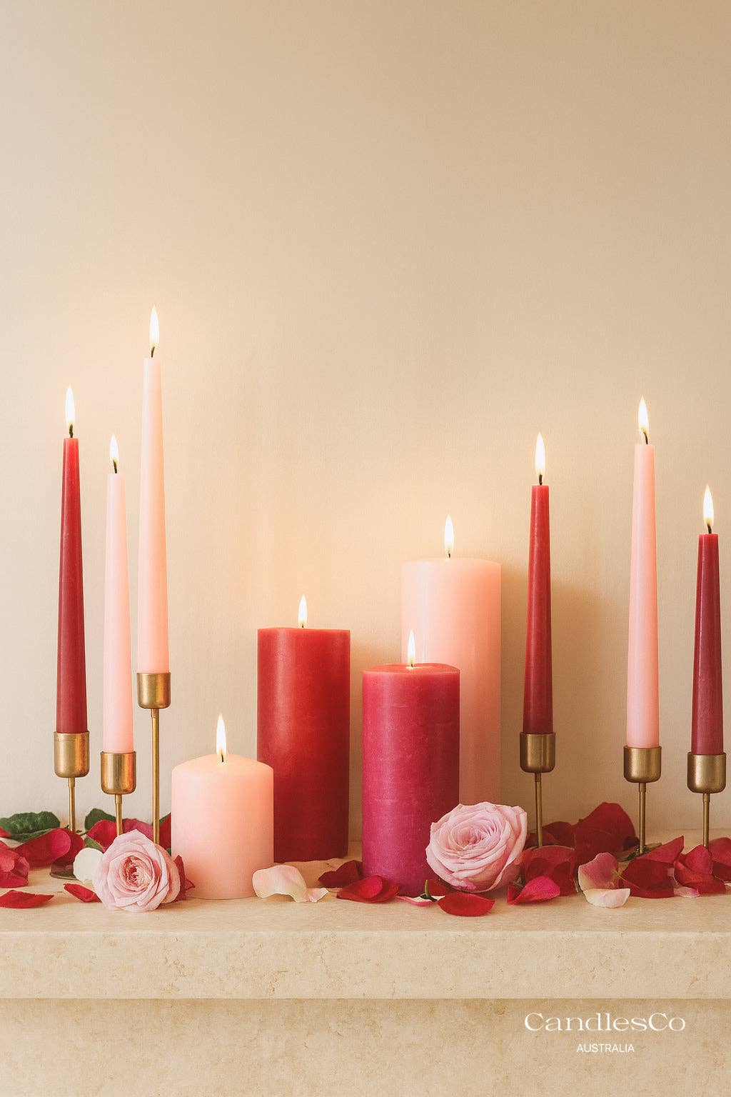 The Signature Taper | Vibrant Sculptural Soy Candle: Dusty Rose / Unscented / 30.5cm
