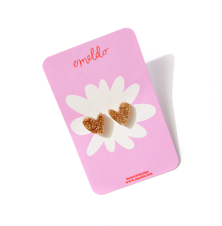 Heart Studs // Select Colour: Blue Glitter