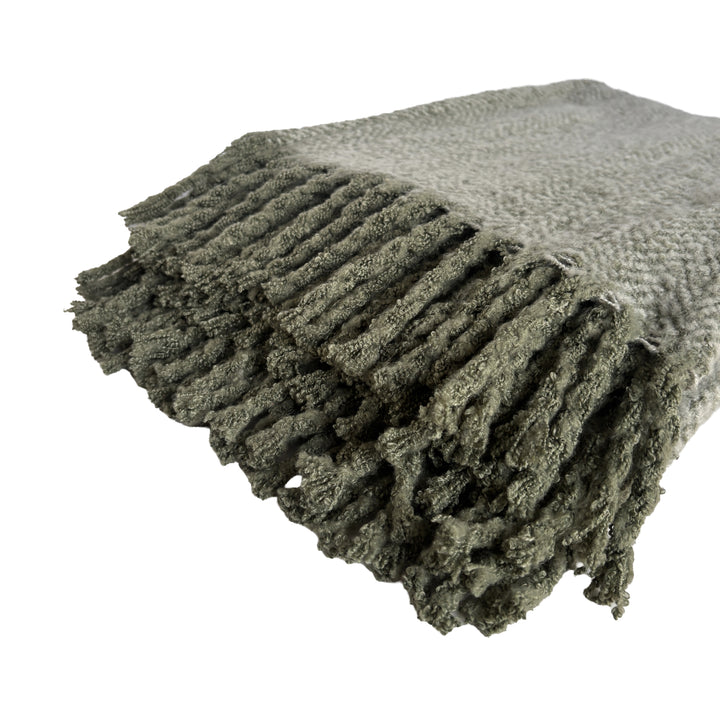 Alba Faux Mohair Throw - Sage Green