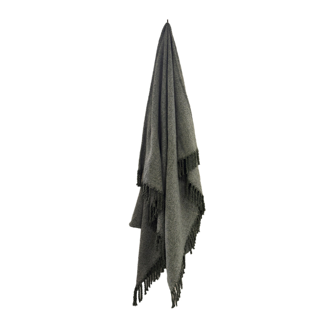 Alba Faux Mohair Throw - Sage Green