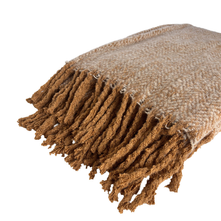 Alba Faux Mohair Throw - Toffee
