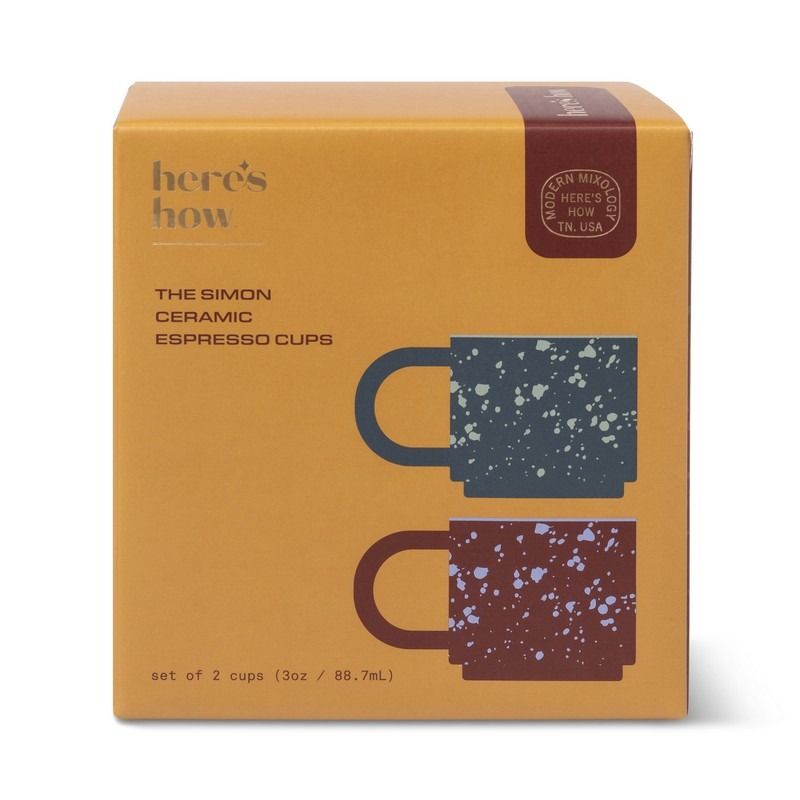 The Simon set of 2 Espresso cups - Burgundy and Navy