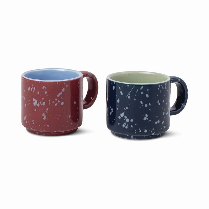 The Simon set of 2 Espresso cups - Burgundy and Navy