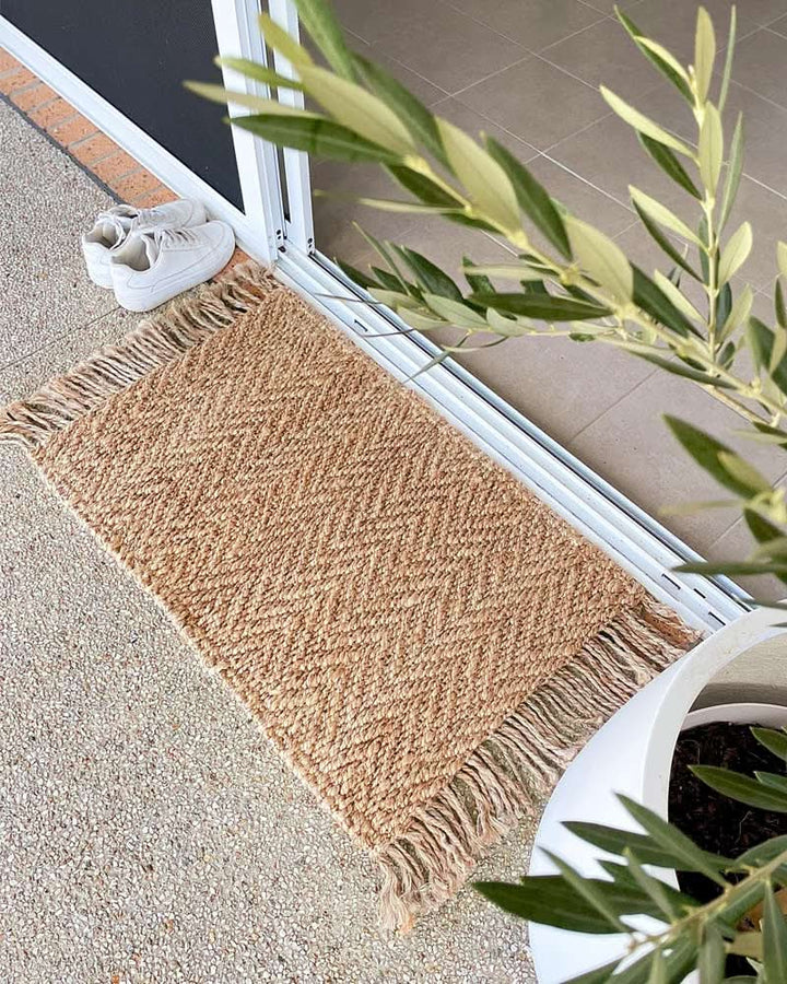 HERRINGBONE JUTE MAT - NATURAL