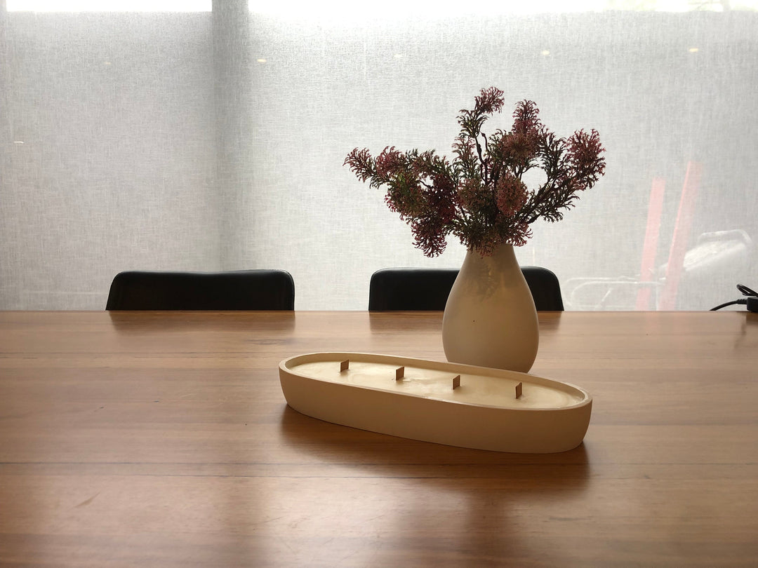 Luxury Oval Concrete Candle - White