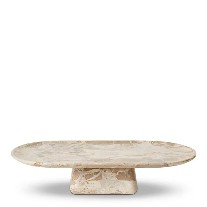 Mandisa Bidaser Marble Decor Tray Footed Stone - 40 x 24 x 16cm