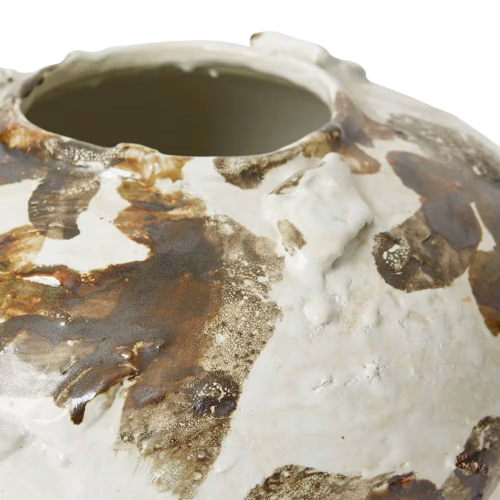 Niamh Round Vase Ivory/Brown