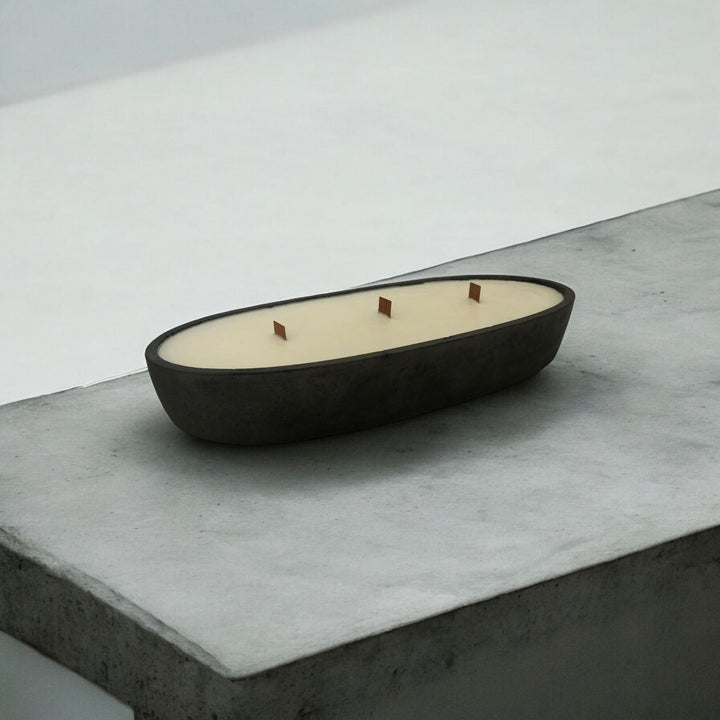 Luxury Oval Concrete Candle - Black