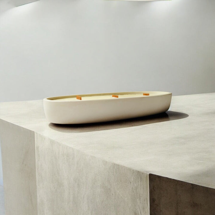 Luxury Oval Concrete Candle - White