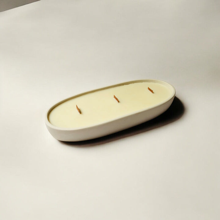 Luxury Oval Concrete Candle - White