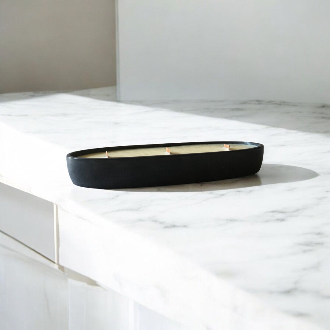 Luxury Oval Concrete Candle - Black