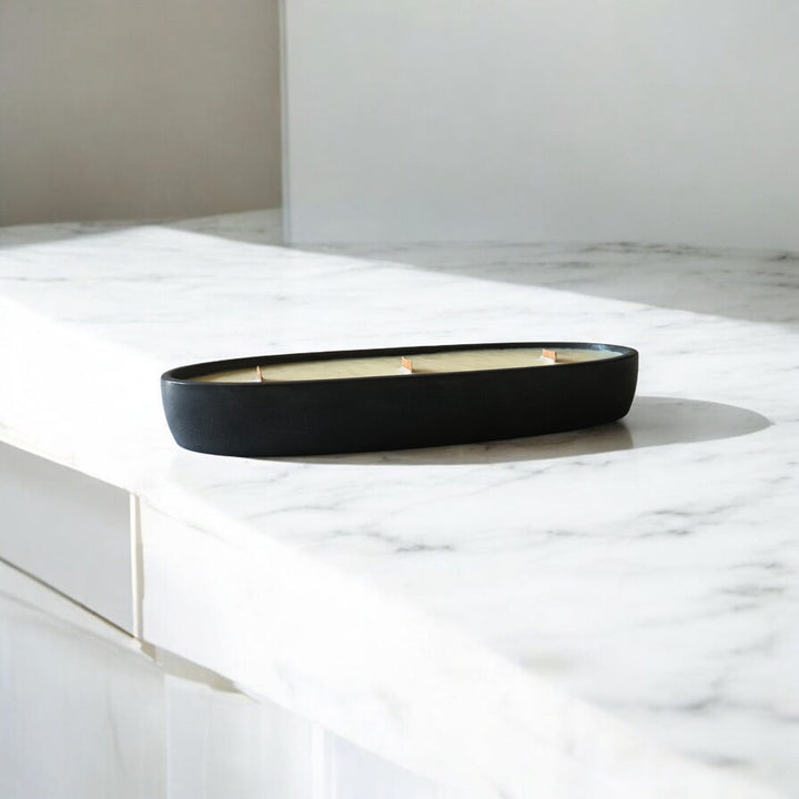 Luxury Oval Concrete Candle - Black