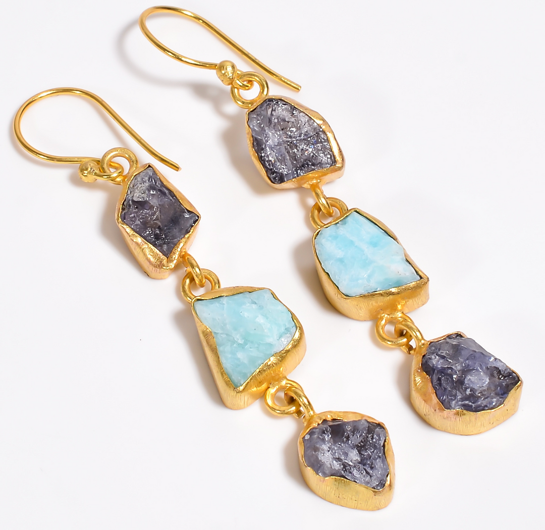 Tanzanite and Amazonite Gemstone Earrings