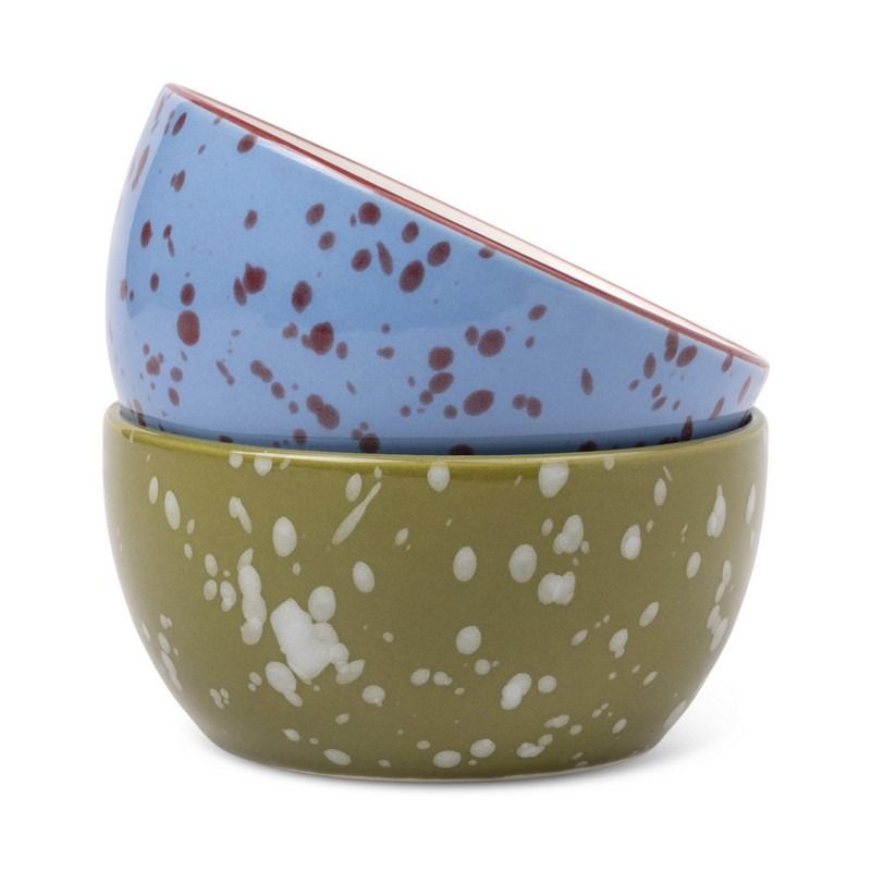The Bella Set of 2 Dipping Bowls - Blue and Olive