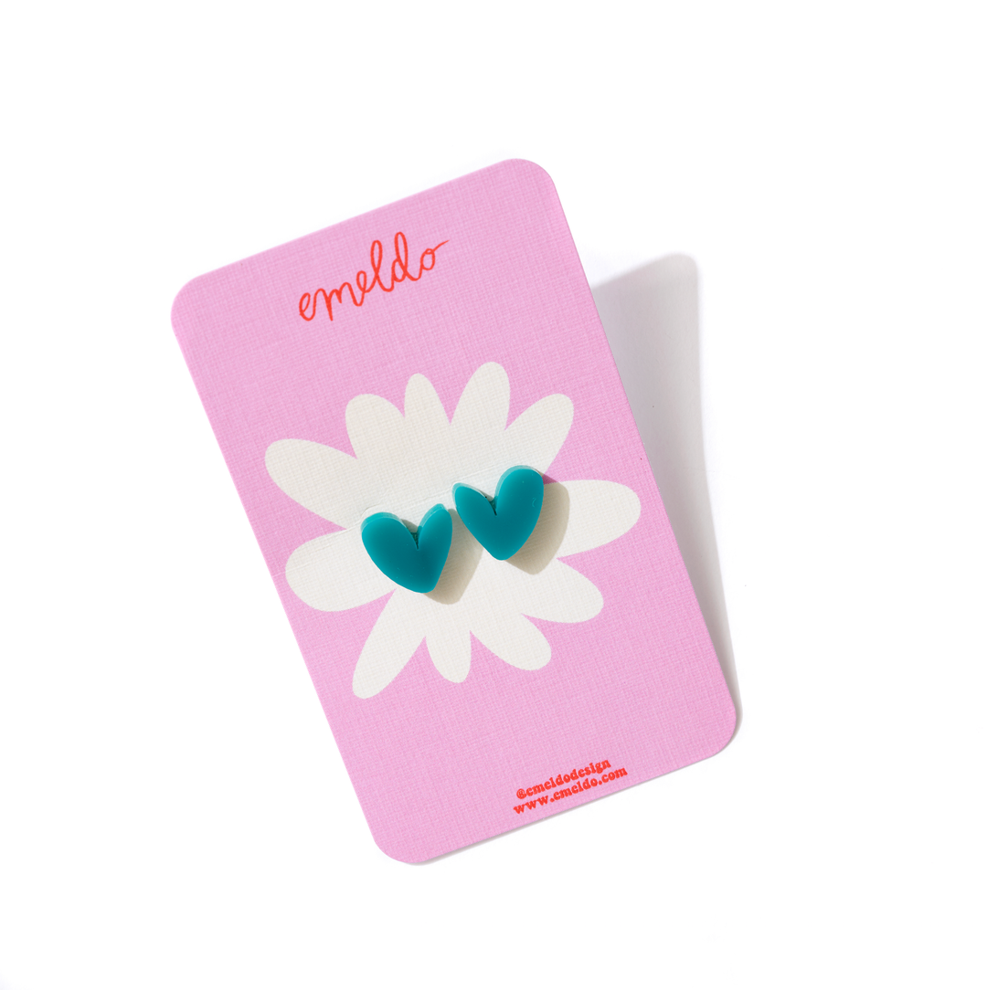 Heart Studs // Select Colour: Pink Glitter