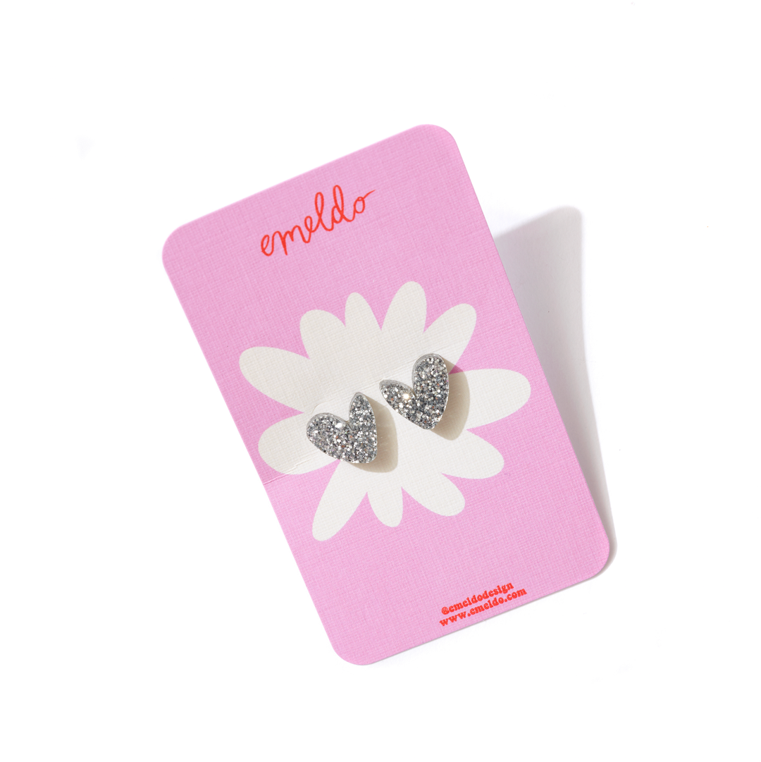 Heart Studs // Select Colour: Gold Fine Glitter