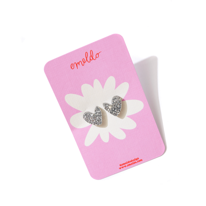 Heart Studs // Select Colour: Gold Fine Glitter