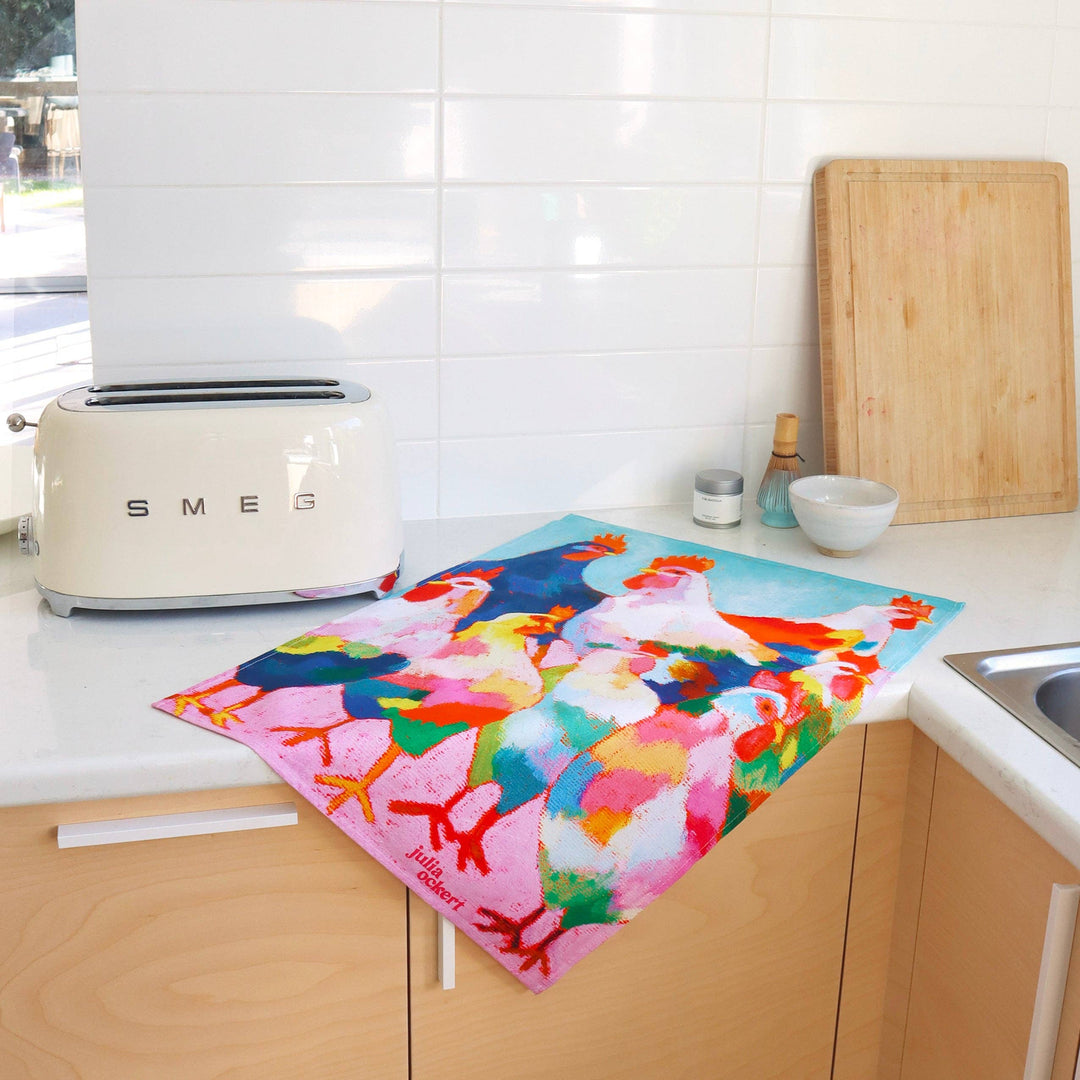 Chickens Tea Towel - Dopamine Decor - Eclectic Homewares