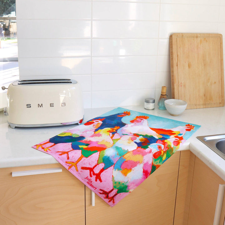 Chickens Tea Towel - Dopamine Decor - Eclectic Homewares