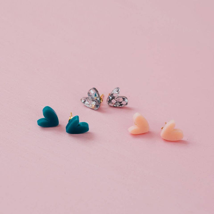 Heart Studs // Select Colour: Gold Fine Glitter