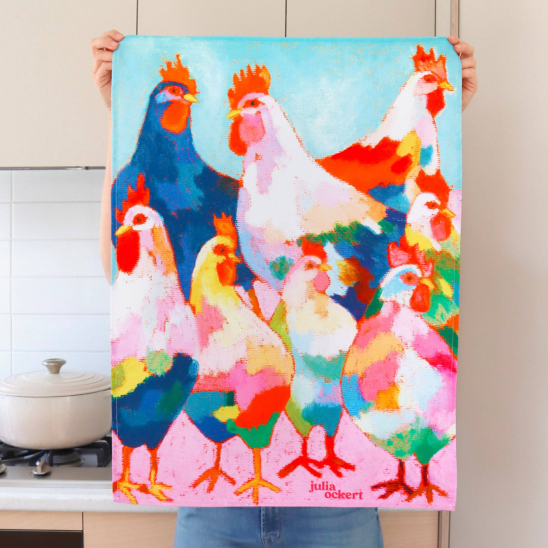 Chickens Tea Towel - Dopamine Decor - Eclectic Homewares