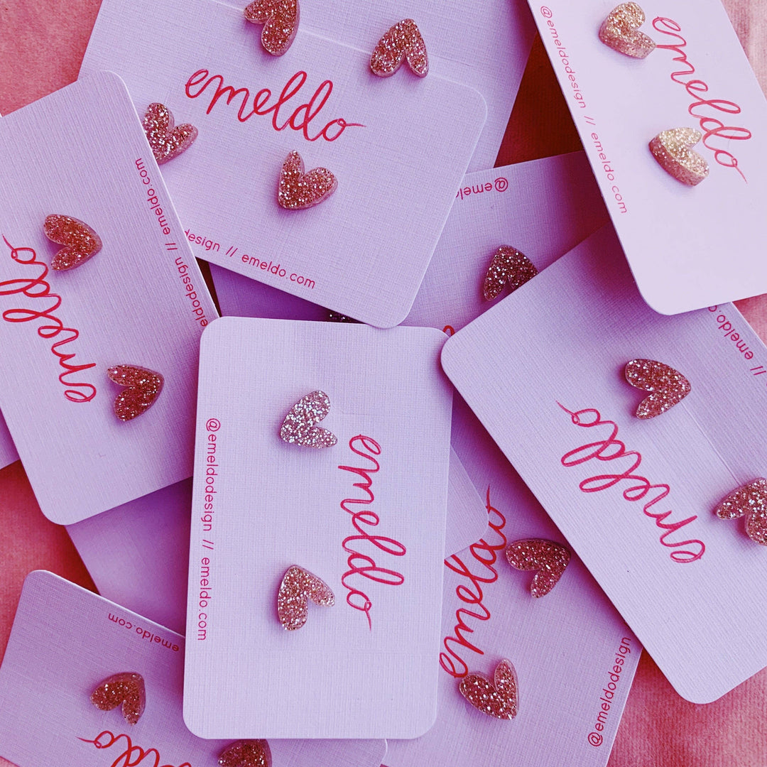 Heart Studs // Select Colour: Plain Pale Pink