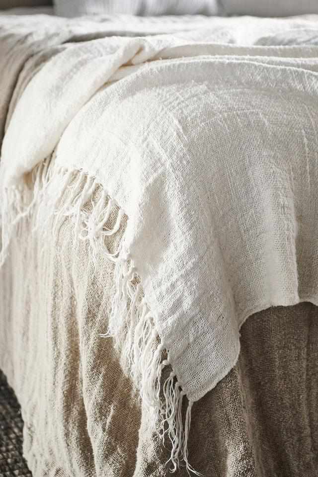 Bedouin Oversized Linen Throw - Ivory