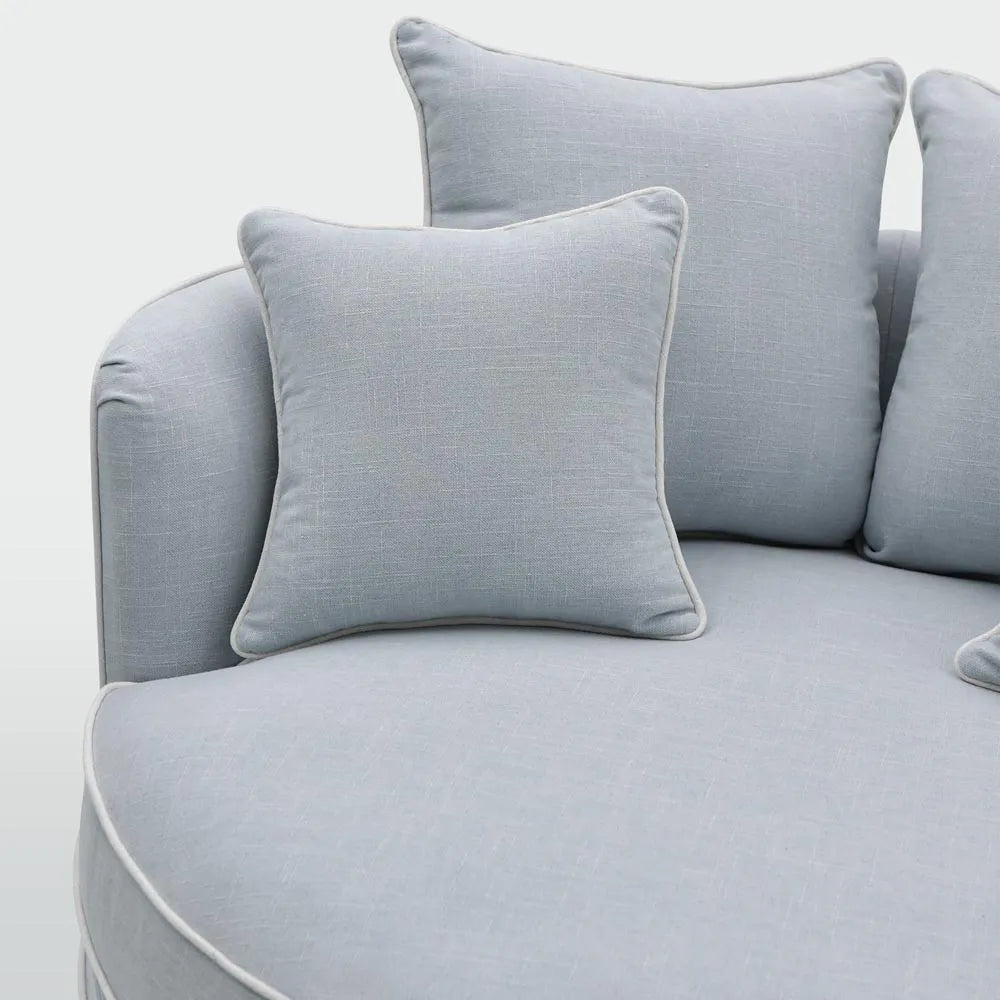 Ranelagh Snuggle Chair Light Blue with White Piping