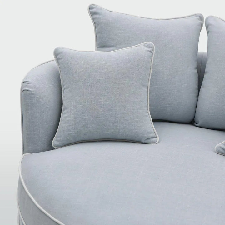 Ranelagh Snuggle Chair Light Blue with White Piping