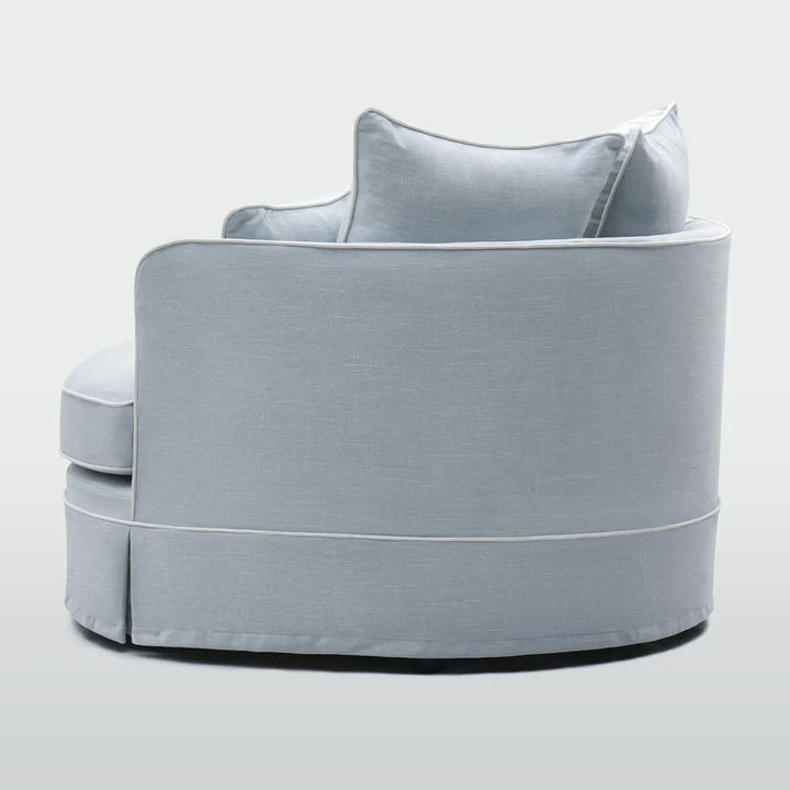 Ranelagh Snuggle Chair Light Blue with White Piping