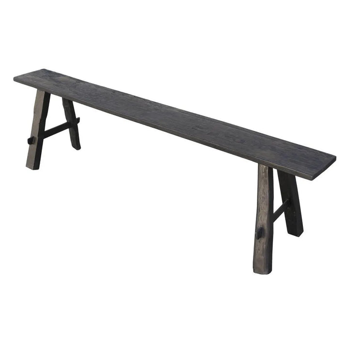Long timber vintage Bench Black