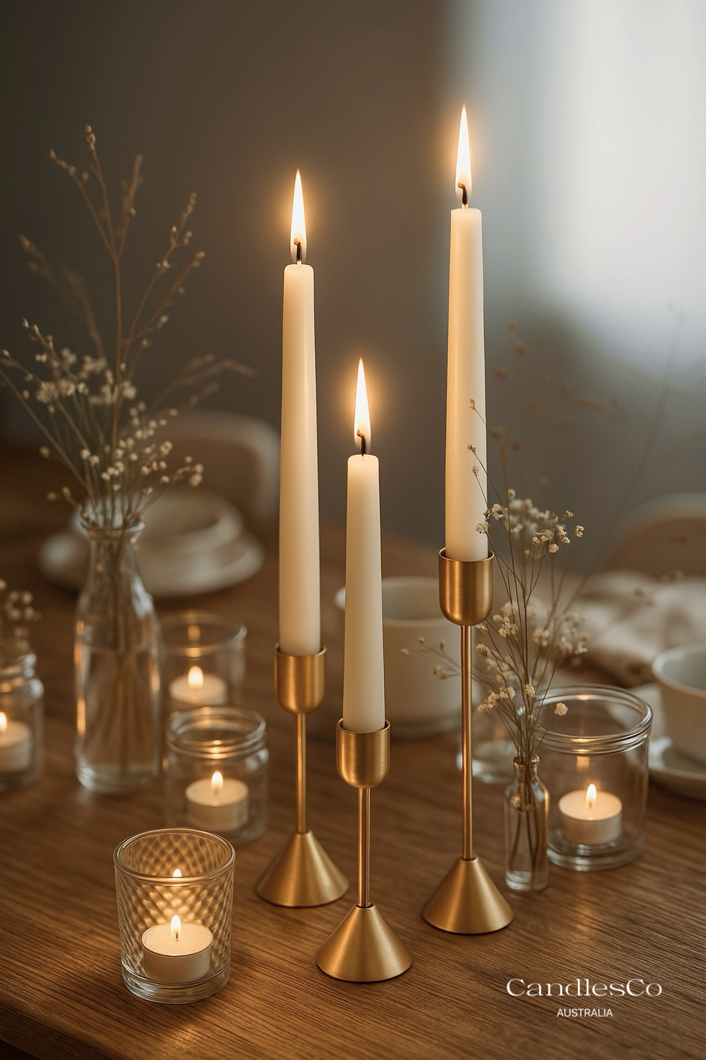 Simple Taper Candle: Khaki / Unscented / 25.5cm