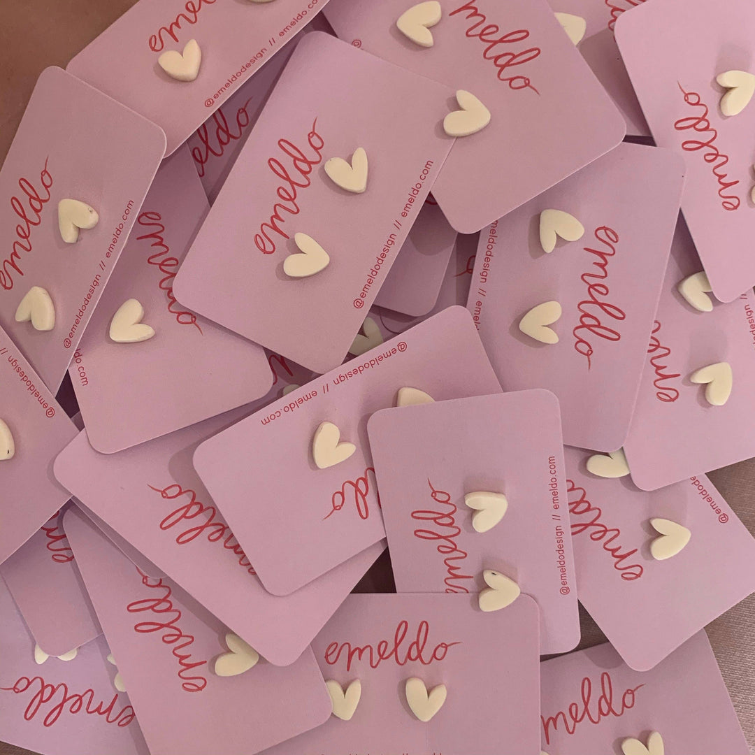Heart Studs // Select Colour: Cream