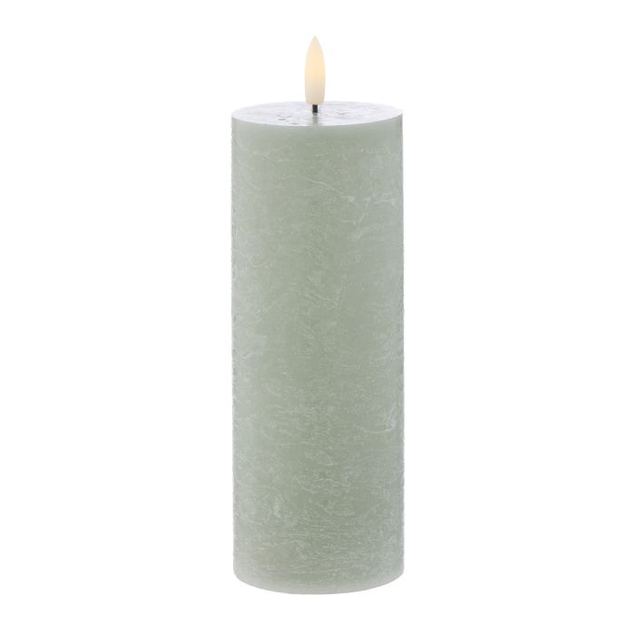 Hughe LED Flickering Candle  20cm Gre Rustic Green 7.5x7.5x20cm