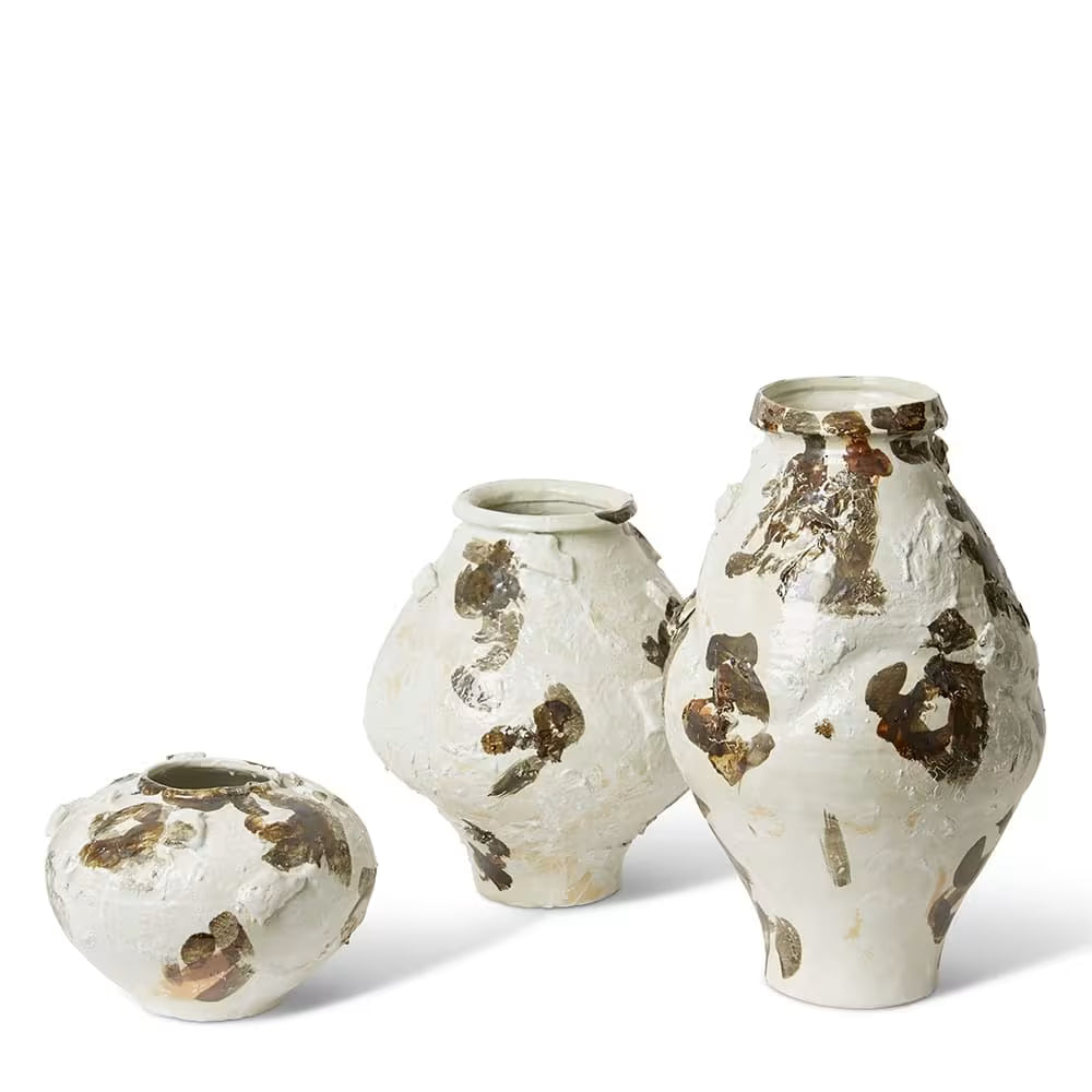 Niamh Round Vase Ivory/Brown