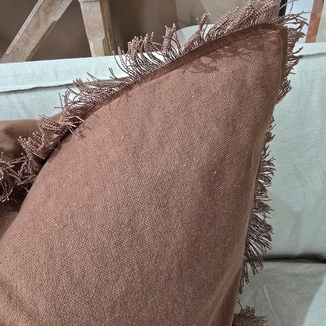 Rhea Linen Fringe Lumbar Cushion