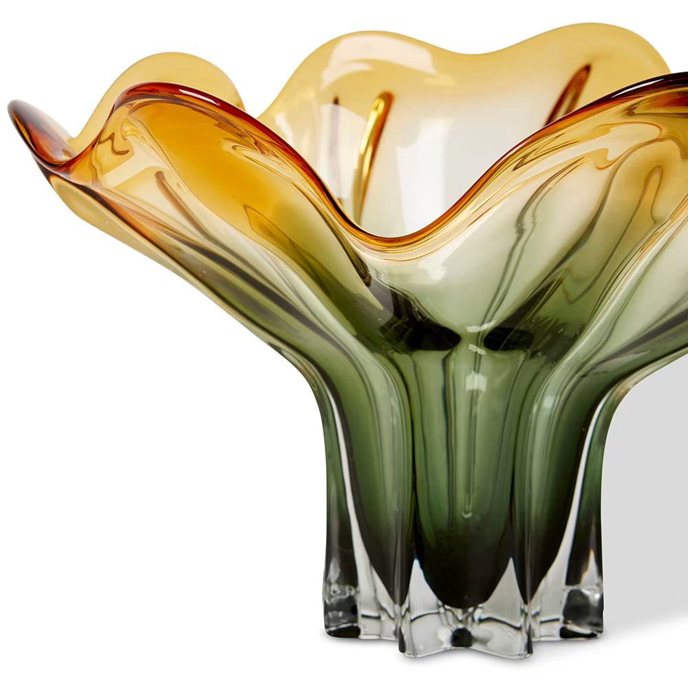 Shaka Wavy Vase - Amber and Green