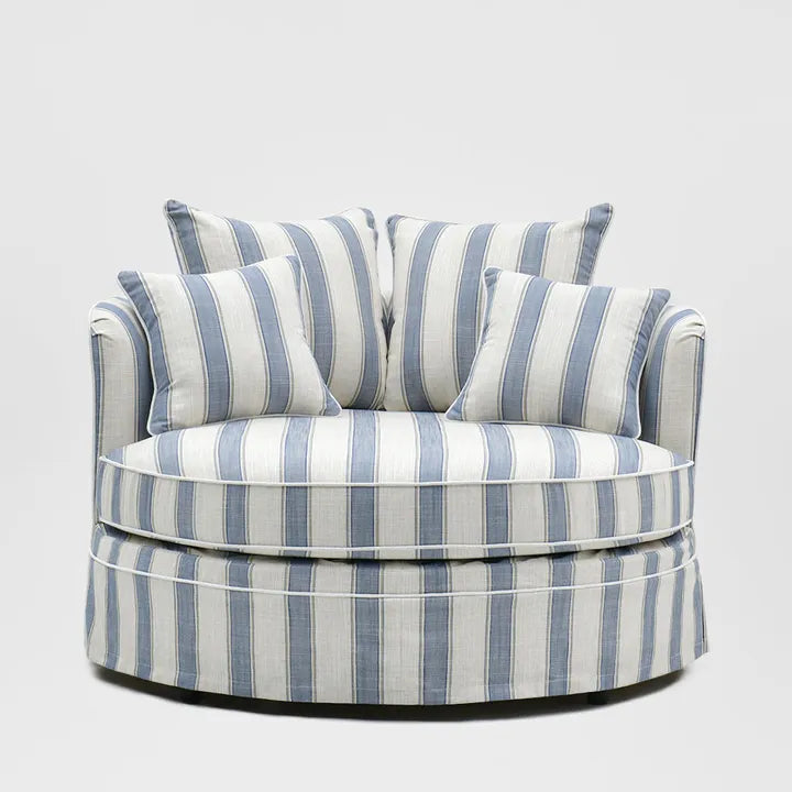 Ranelagh Snuggle Chair Light Blue and White Striped