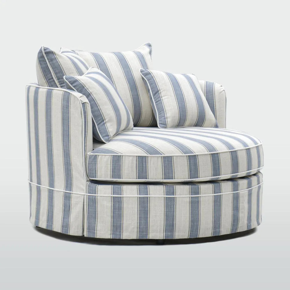 Ranelagh Snuggle Chair Light Blue and White Striped