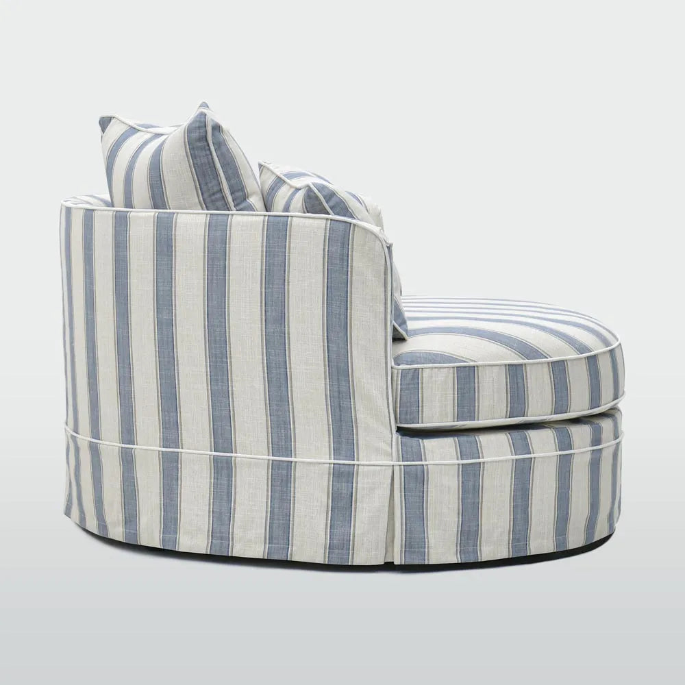 Ranelagh Snuggle Chair Light Blue and White Striped