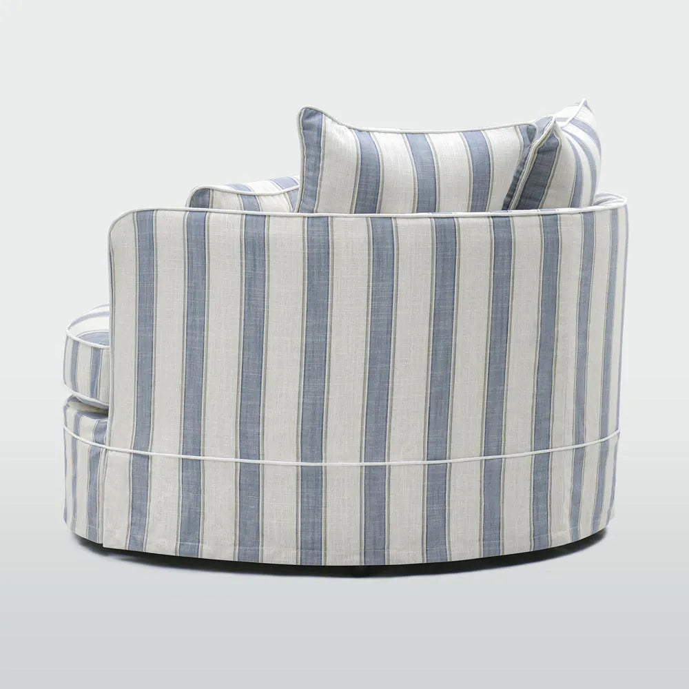 Ranelagh Snuggle Chair Light Blue and White Striped
