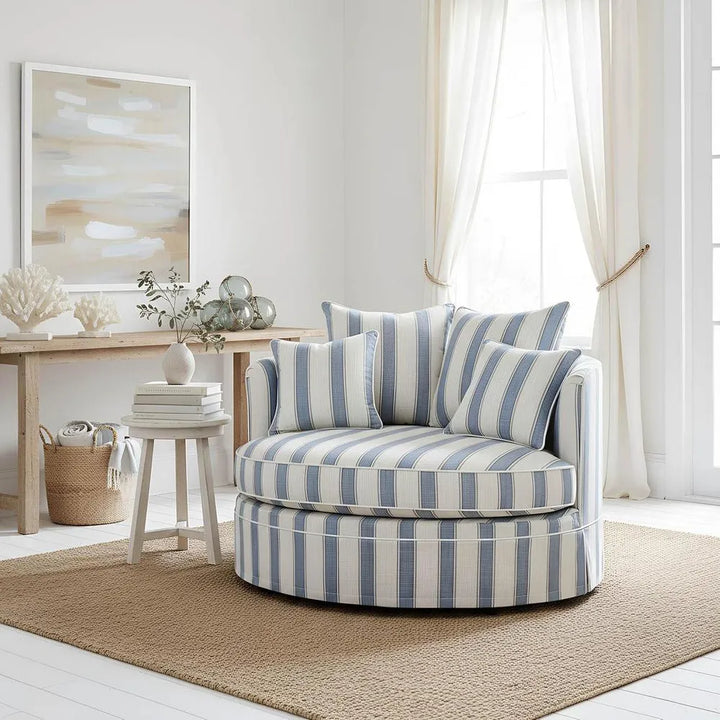 Ranelagh Snuggle Chair Light Blue and White Striped